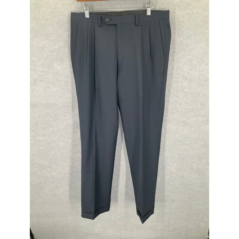 Lauren‎ Ralph Lauren Mens Dress Pants 34x31 Gray Plaid Pleated Wool Blend